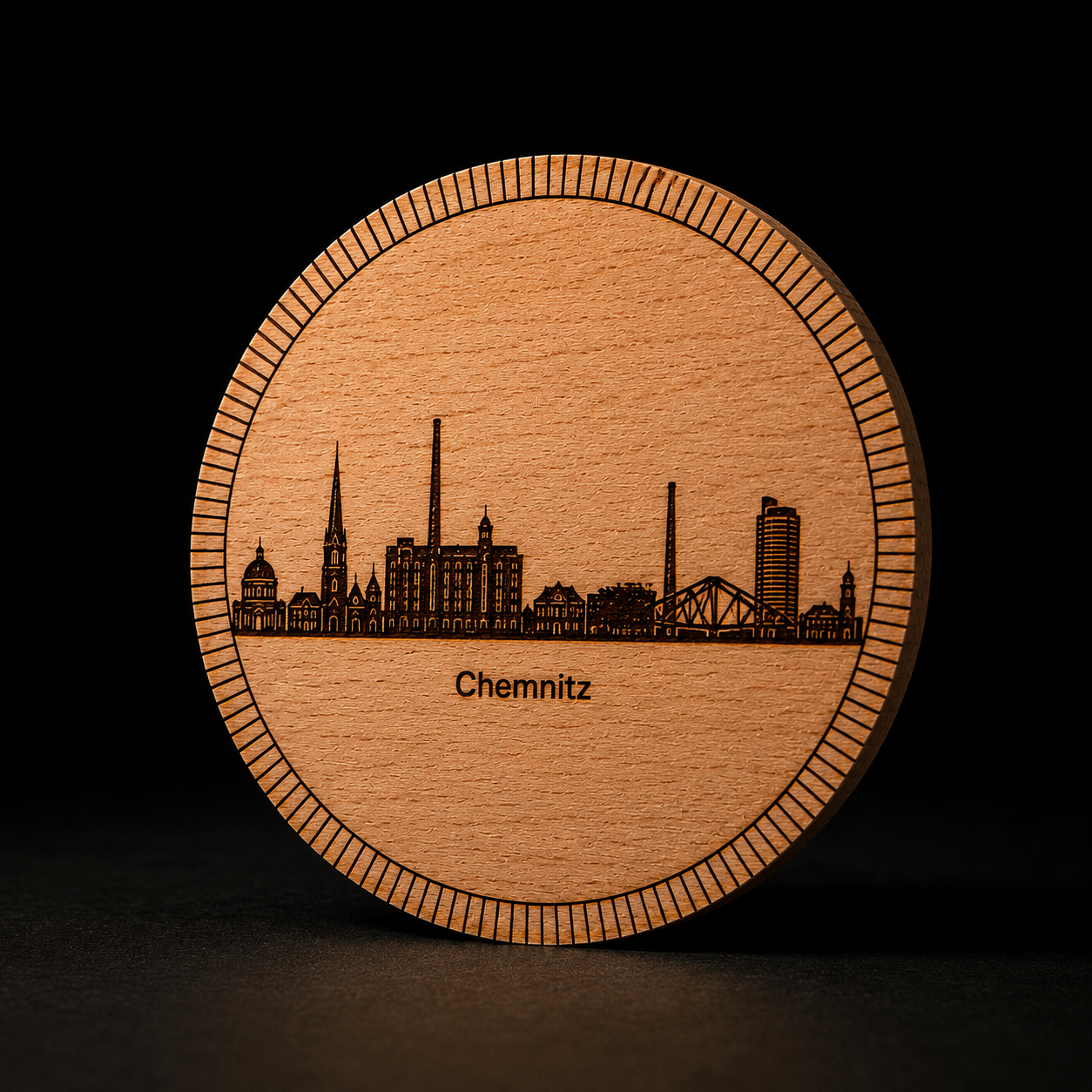 Stadtsilhouette — Holz-Untersetzer
