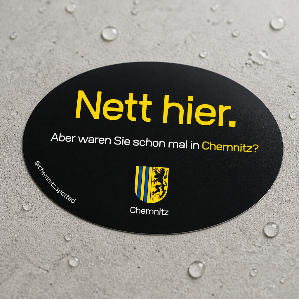 Nett hier. Aber waren Sie schon mal in Chemnitz? – Aufkleber (14,5 × 9,5 cm)