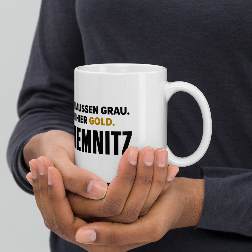 Kaffee Tasse - Von Außen grau  - 325 ml